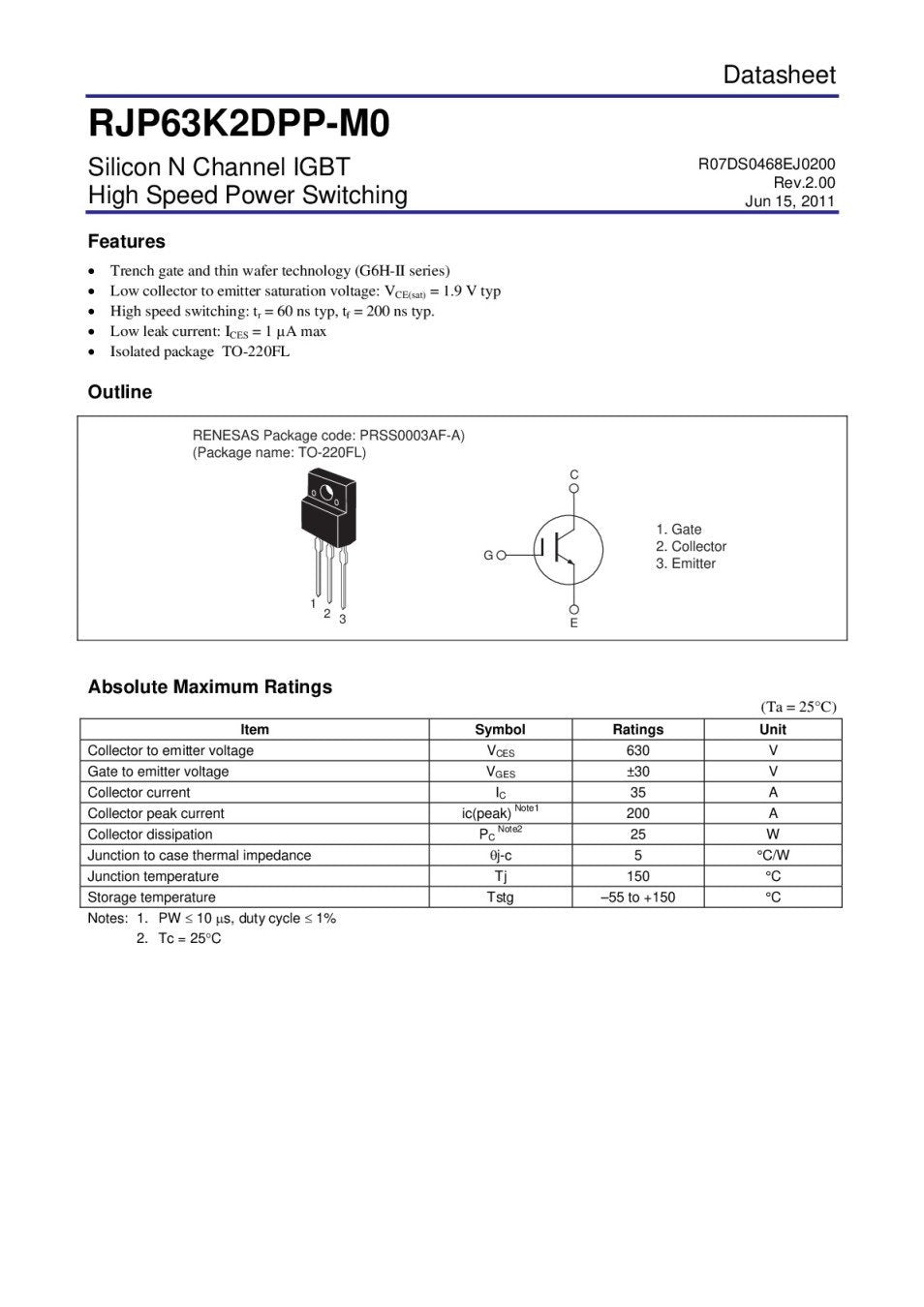Pack X3 Transistor Rjp63k2 - conexion digital