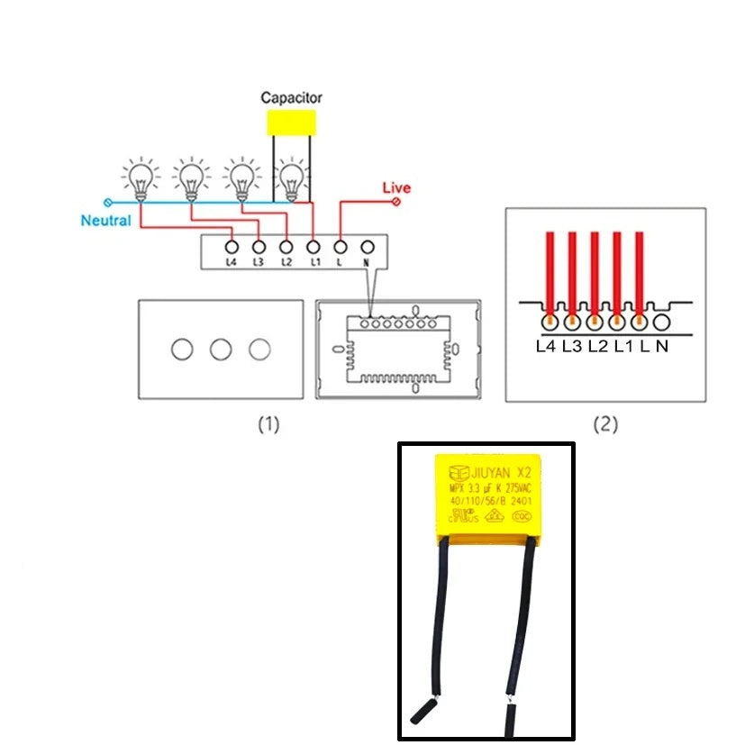 Pack X3 Condensador Para Apagador Inteligente 3.3uf 220v