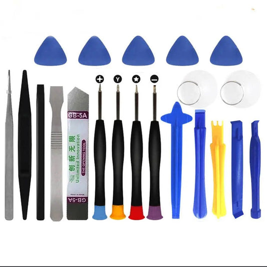 Kit de herramientas de reparación 20 en 1 Juego de destornilladores para Smartphone Tablet PSP Nintendo etc. Incl Spudger de acero inoxidable elástico ultrafino, ventosa, Spudger para pantalla LCD y otros trabajos de reparación