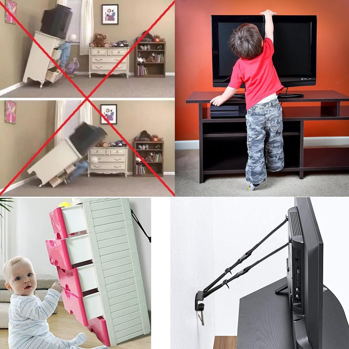 Pack X2 Correas De Seguridad Para Tv Y Muebles. - conexion digital
