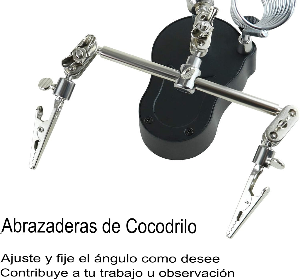 Lupa Led Porta Cautín Para Soldar Tercera Mano - conexion digital
