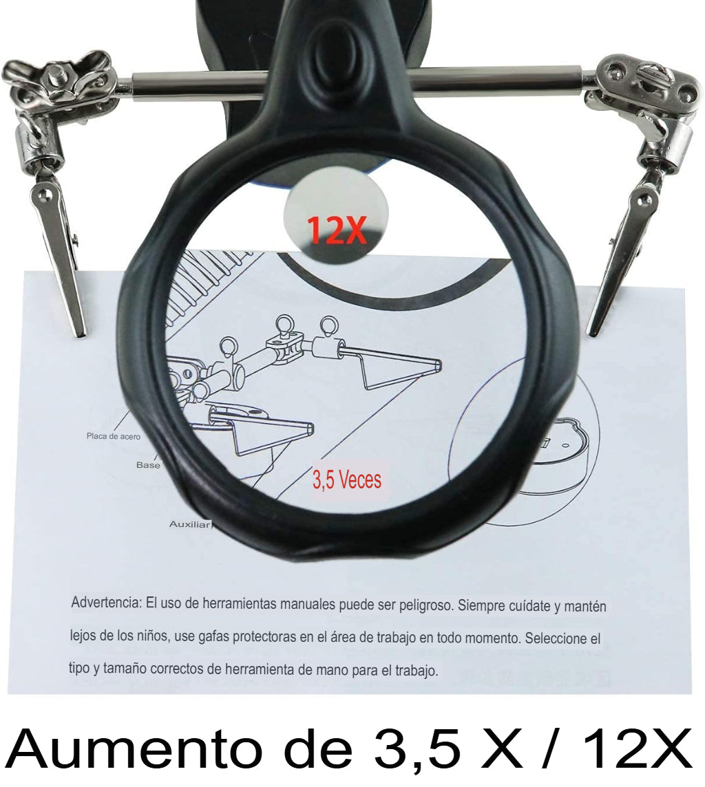 Lupa Led Porta Cautín Para Soldar Tercera Mano - conexion digital